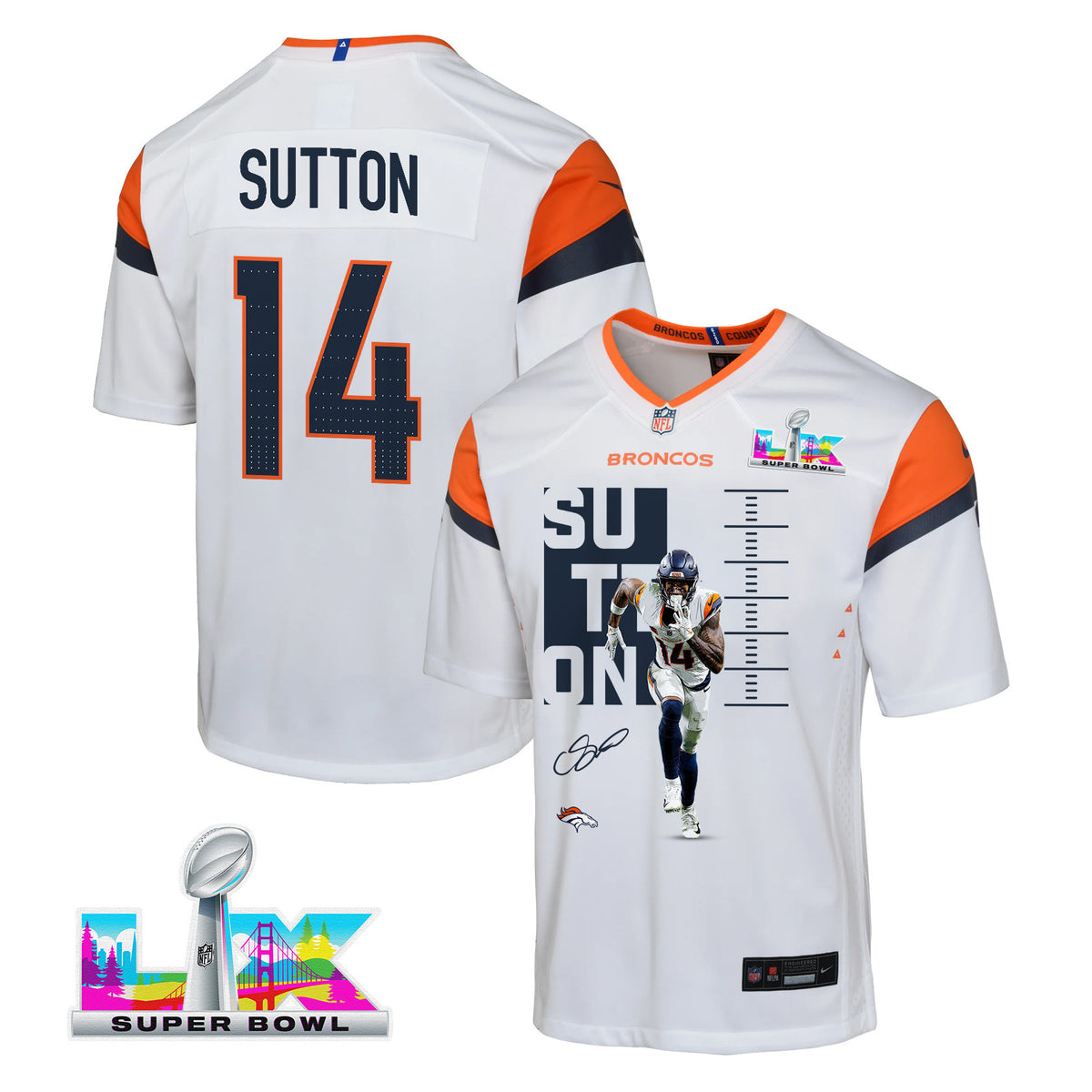 Courtland Sutton 14 Denver Broncos Super Bowl LX Fan-Favorite Icon YOUTH Jersey – White