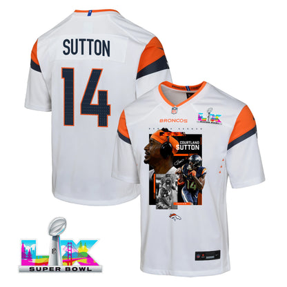 Courtland Sutton 14 Denver Broncos Super Bowl LX High-Impact Performer YOUTH Jersey – White