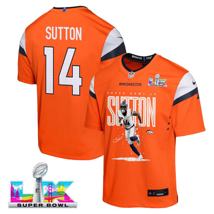Courtland Sutton 14 Denver Broncos Super Bowl LX Game-Breaking Star YOUTH Jersey – Orange
