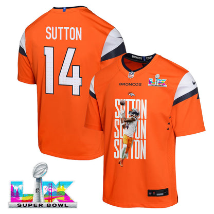 Courtland Sutton 14 Denver Broncos Super Bowl LX Championship-Ready YOUTH Jersey – Orange