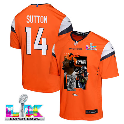 Courtland Sutton 14 Denver Broncos Super Bowl LX High-Impact Performer YOUTH Jersey – Orange