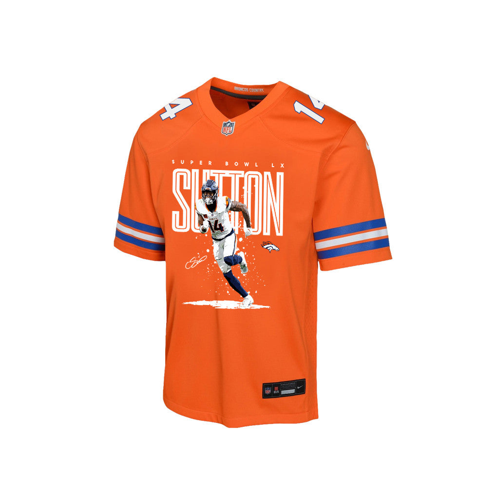 Courtland Sutton 14 Denver Broncos Super Bowl LX Game-Breaking Star YOUTH Game Jersey– Orange