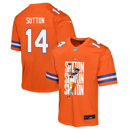 Courtland Sutton 14 Denver Broncos Super Bowl LX Championship-Ready YOUTH Game Jersey– Orange