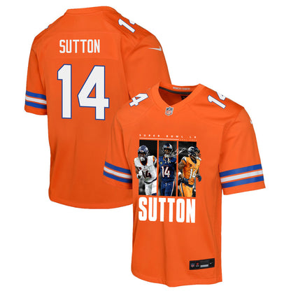 Courtland Sutton 14 Denver Broncos Super Bowl LX Offensive Powerhouse YOUTH Game Jersey– Orange