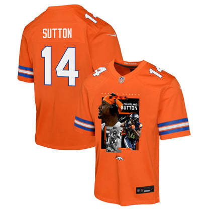 Courtland Sutton 14 Denver Broncos Super Bowl LX High-Impact Performer YOUTH Game Jersey– Orange