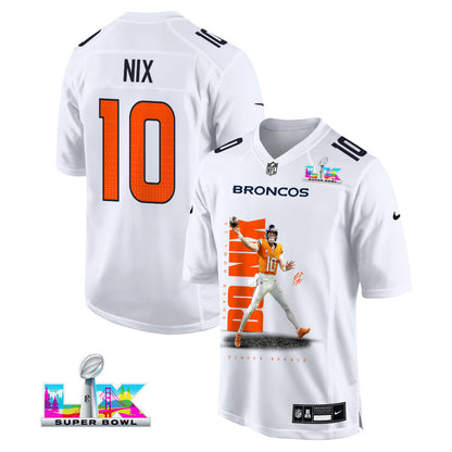 Bo Nix 10 Denver Broncos Super Bowl LX Rising Star Jersey – White