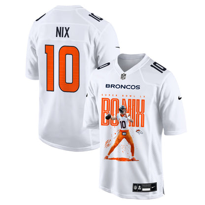 Bo Nix 10 Denver Broncos Super Bowl LX Elite Playmaker Jersey – White