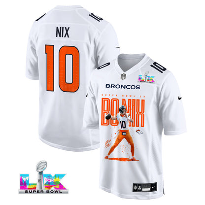 Bo Nix 10 Denver Broncos Super Bowl LX Elite Playmaker Jersey – White