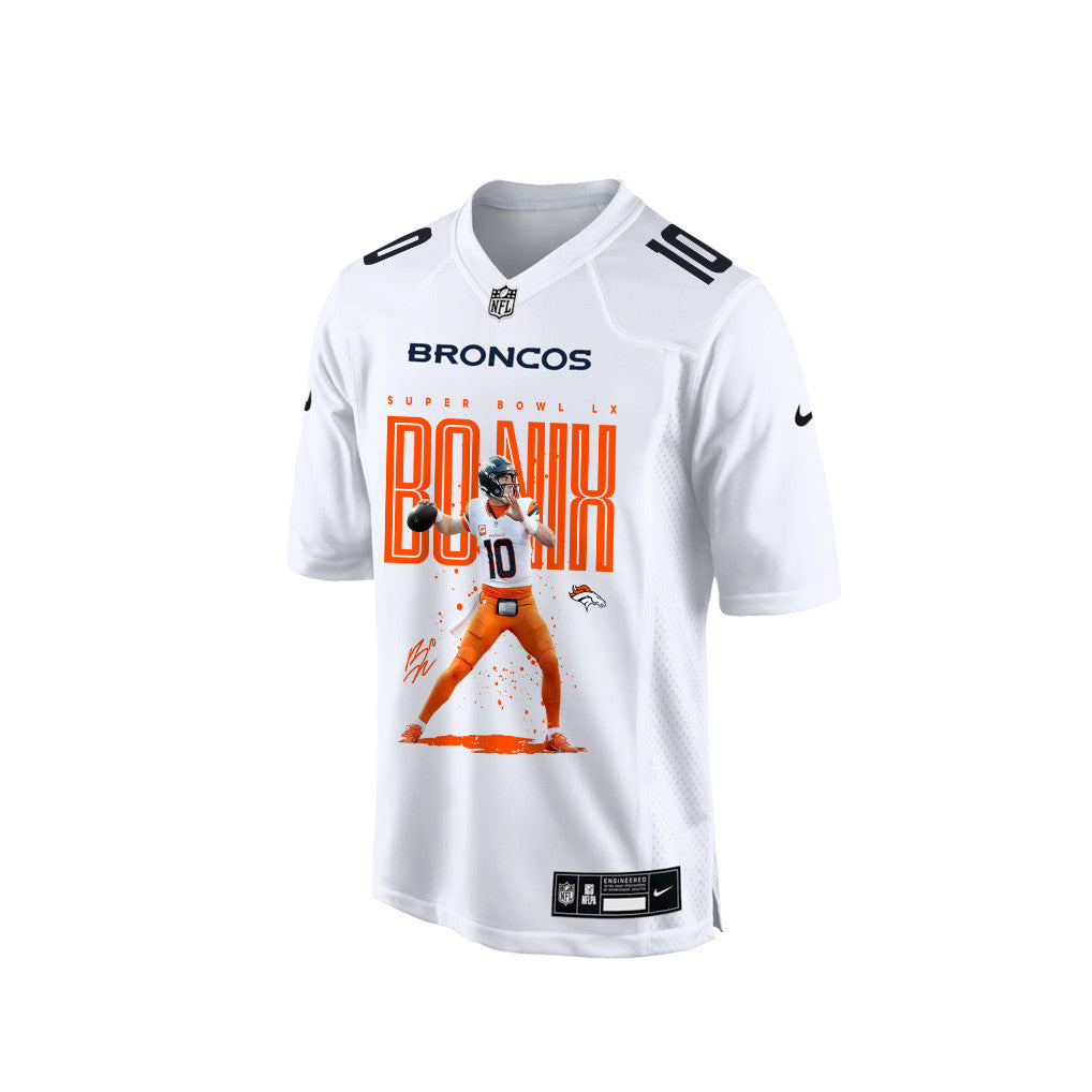 Bo Nix 10 Denver Broncos Super Bowl LX Elite Playmaker Jersey – White