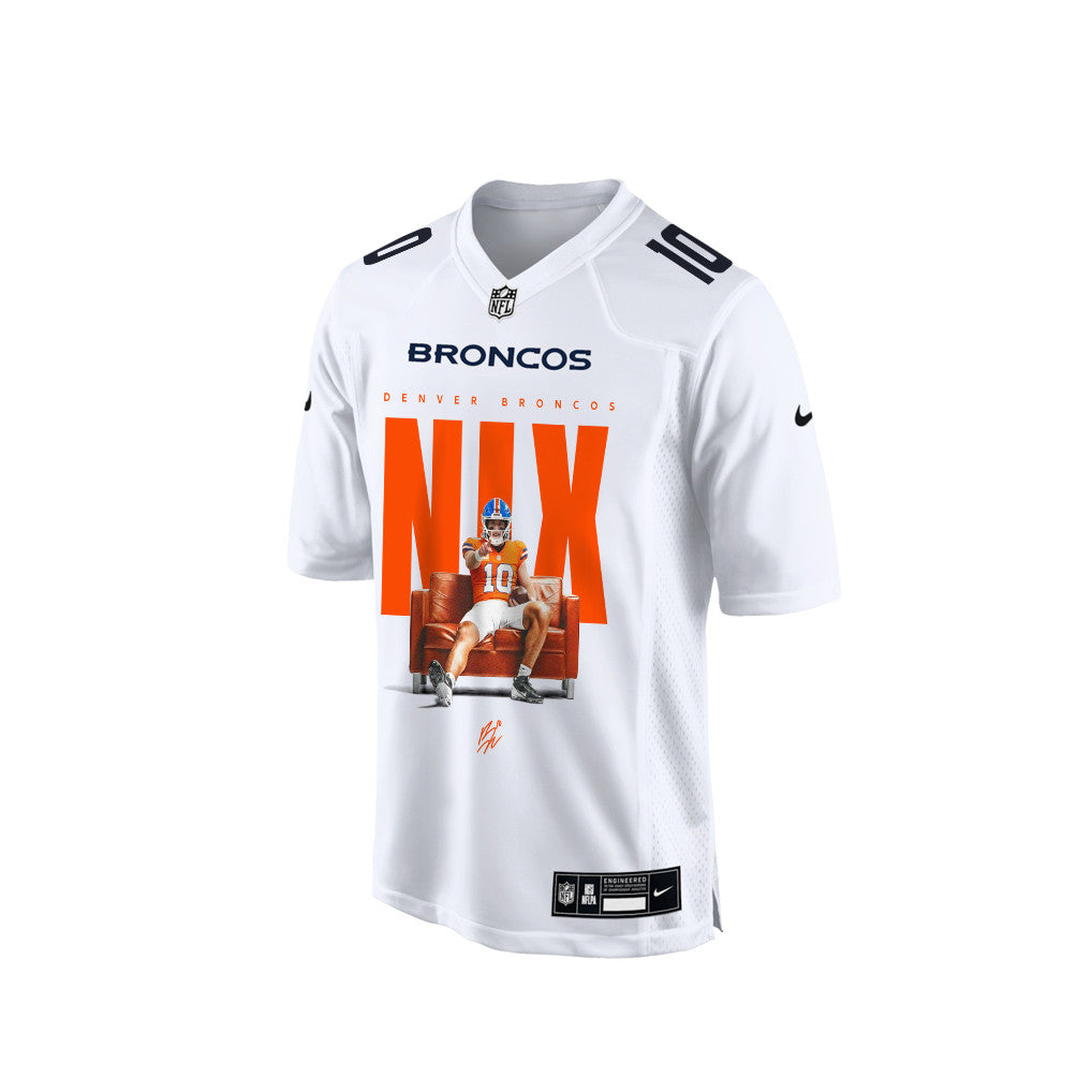 Bo Nix 10 Denver Broncos Super Bowl LX Franchise QB Jersey – White