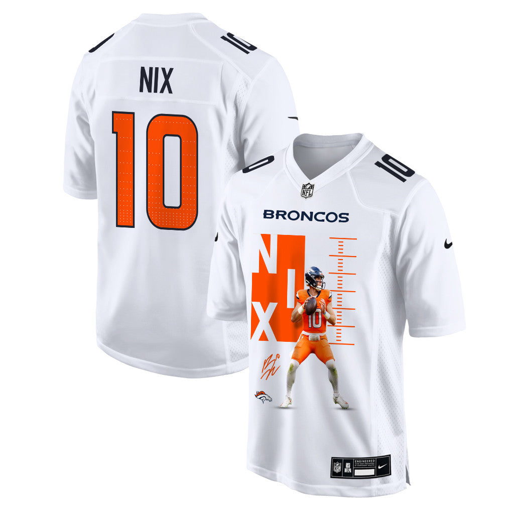 Bo Nix 10 Denver Broncos Super Bowl LX Clutch Performer Jersey – White