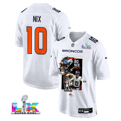 Bo Nix 10 Denver Broncos Super Bowl LX Future of Denver Jersey – White