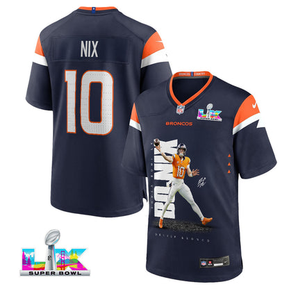 Bo Nix 10 Denver Broncos Super Bowl LX Rising Star Jersey – Navy