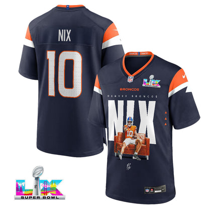 Bo Nix 10 Denver Broncos Super Bowl LX Franchise QB Jersey – Navy