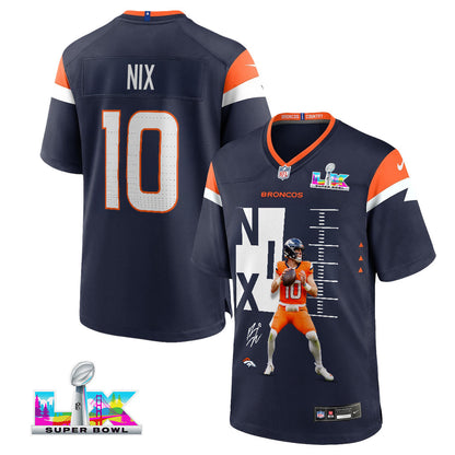 Bo Nix 10 Denver Broncos Super Bowl LX Clutch Performer Jersey – Navy