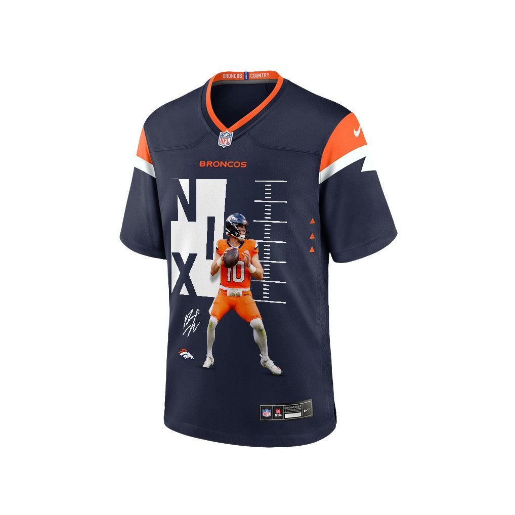 Bo Nix 10 Denver Broncos Super Bowl LX Clutch Performer Jersey – Navy