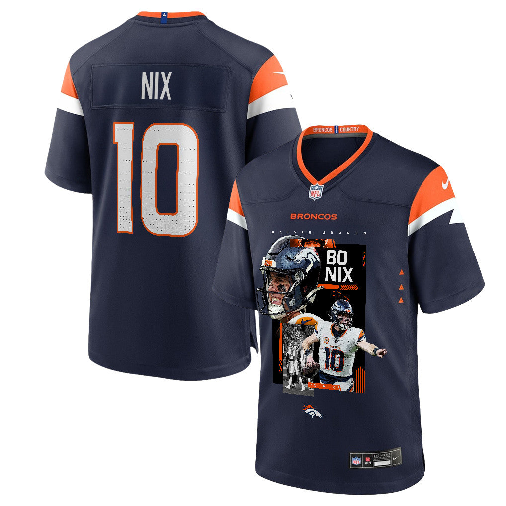 Bo Nix 10 Denver Broncos Super Bowl LX Future of Denver Jersey – Navy