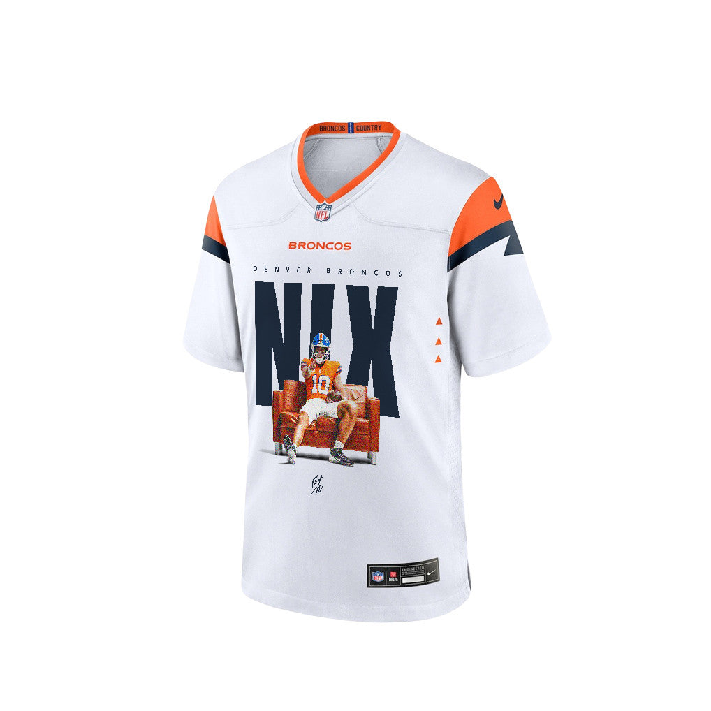 Bo Nix 10 Denver Broncos Super Bowl LX Franchise QB Game Jersey – White