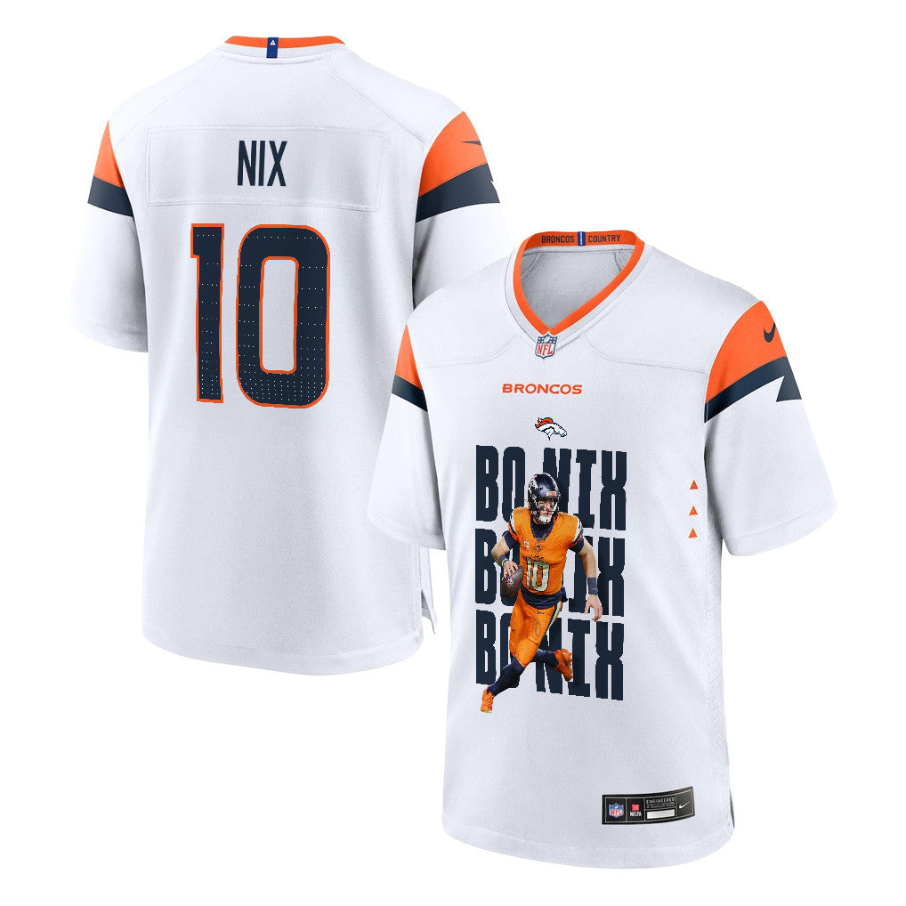 Bo Nix 10 Denver Broncos Super Bowl LX Next-Gen Legend Game Jersey – White