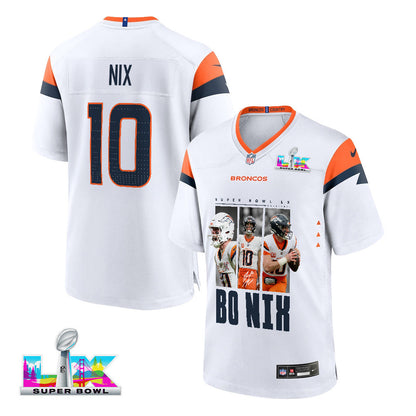 Bo Nix 10 Denver Broncos Super Bowl LX Game-Changing Leader Game Jersey – White