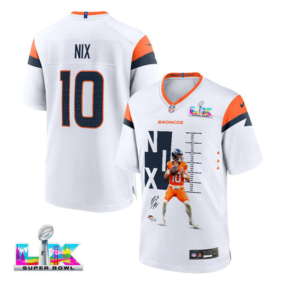 Bo Nix 10 Denver Broncos Super Bowl LX Clutch Performer Game Jersey – White