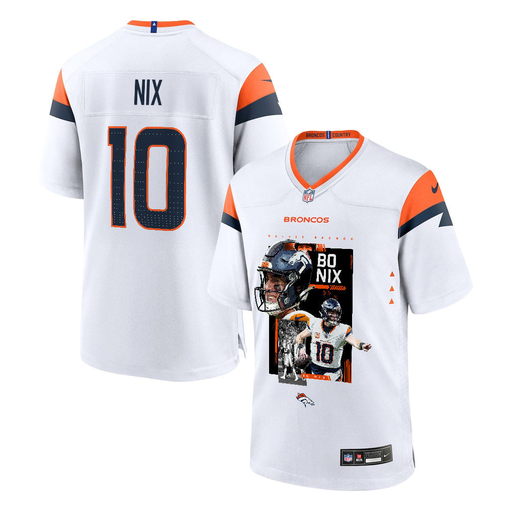 Bo Nix 10 Denver Broncos Super Bowl LX Future of Denver Game Jersey – White