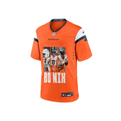 Bo Nix 10 Denver Broncos Super Bowl LX Game-Changing Leader Game Jersey – Orange