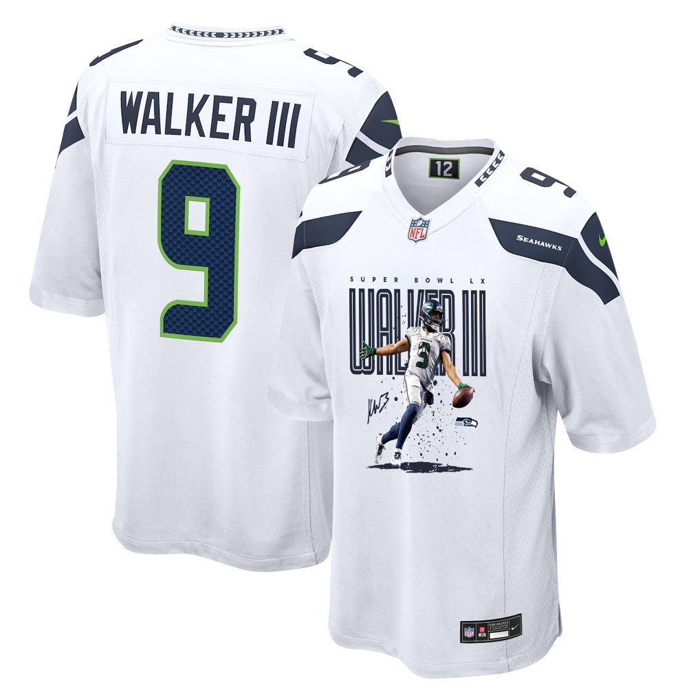 Kenneth Walker III 9 Seattle Seahawks Super Bowl LX Fan-Favorite Playmaker Jersey – White