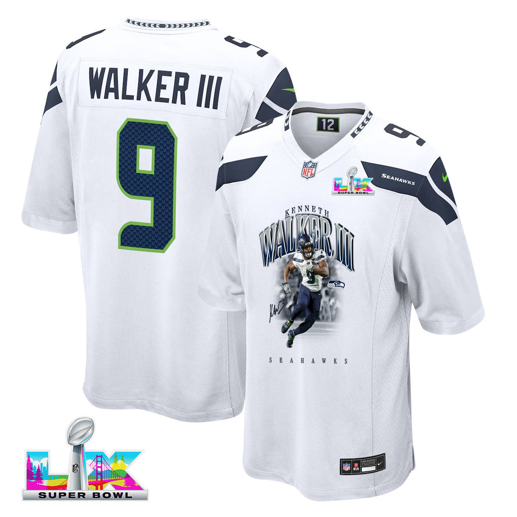 Kenneth Walker III 9 Seattle Seahawks Super Bowl LX Backfield Beast Jersey – White