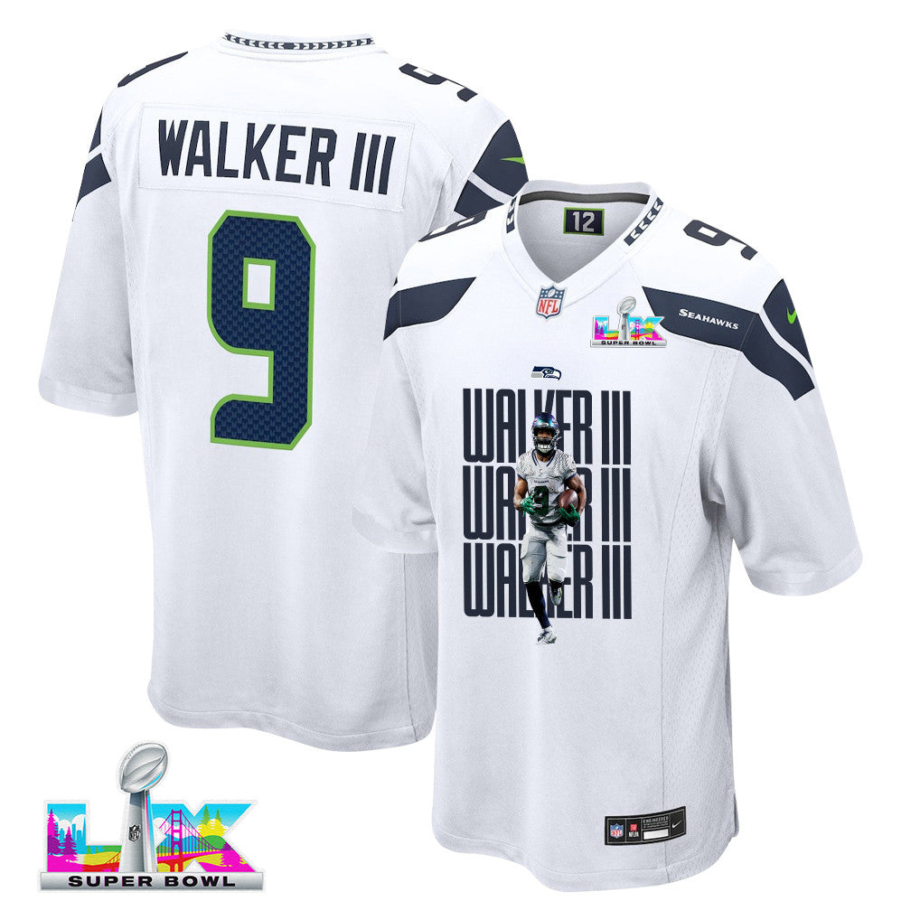 Kenneth Walker III 9 Seattle Seahawks Super Bowl LX Power & Precision Jersey – White