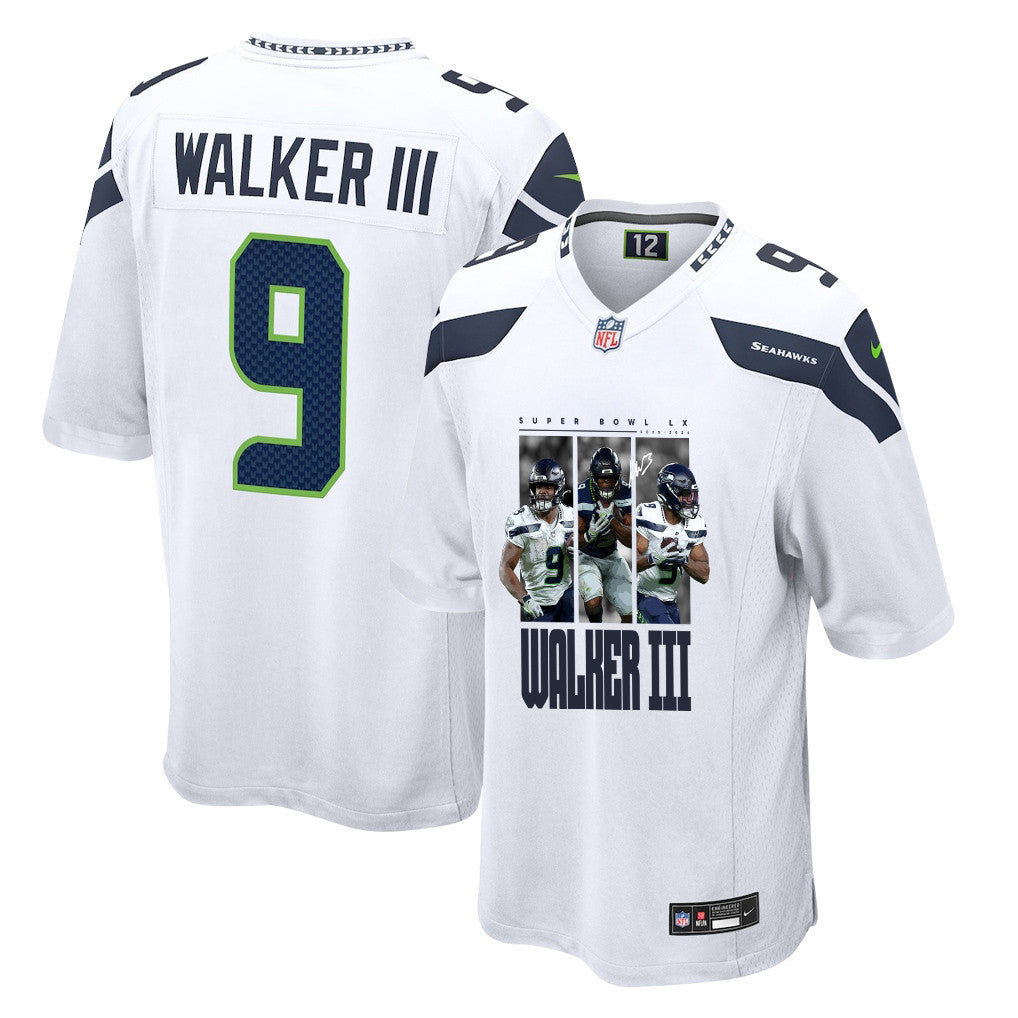 Kenneth Walker III 9 Seattle Seahawks Super Bowl LX Breakaway Speed Jersey – White