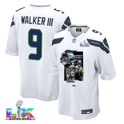 Kenneth Walker III 9 Seattle Seahawks Super Bowl LX Explosive Playmaker Jersey – White