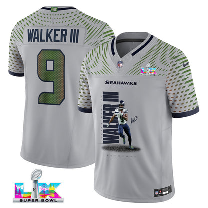 Kenneth Walker III 9 Seattle Seahawks Super Bowl LX Future Star Runner Jersey – Grey