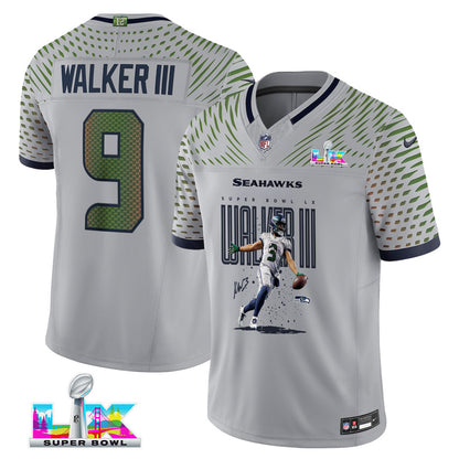 Kenneth Walker III 9 Seattle Seahawks Super Bowl LX Fan-Favorite Playmaker Jersey – Grey