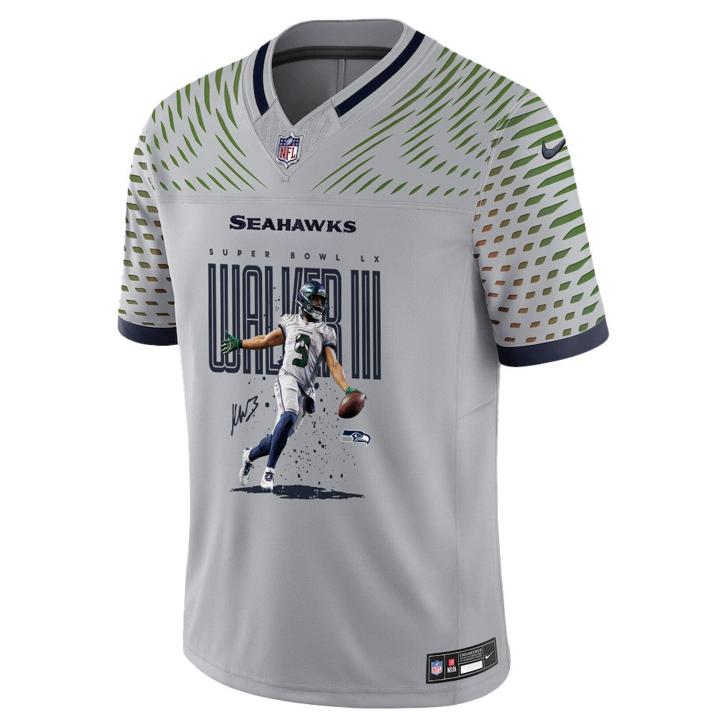 Kenneth Walker III 9 Seattle Seahawks Super Bowl LX Fan-Favorite Playmaker Jersey – Grey