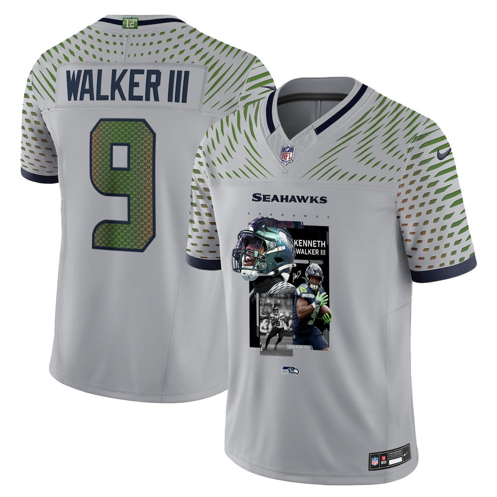 Kenneth Walker III 9 Seattle Seahawks Super Bowl LX Explosive Playmaker Jersey – Grey