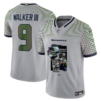 Kenneth Walker III 9 Seattle Seahawks Super Bowl LX Explosive Playmaker Jersey – Grey