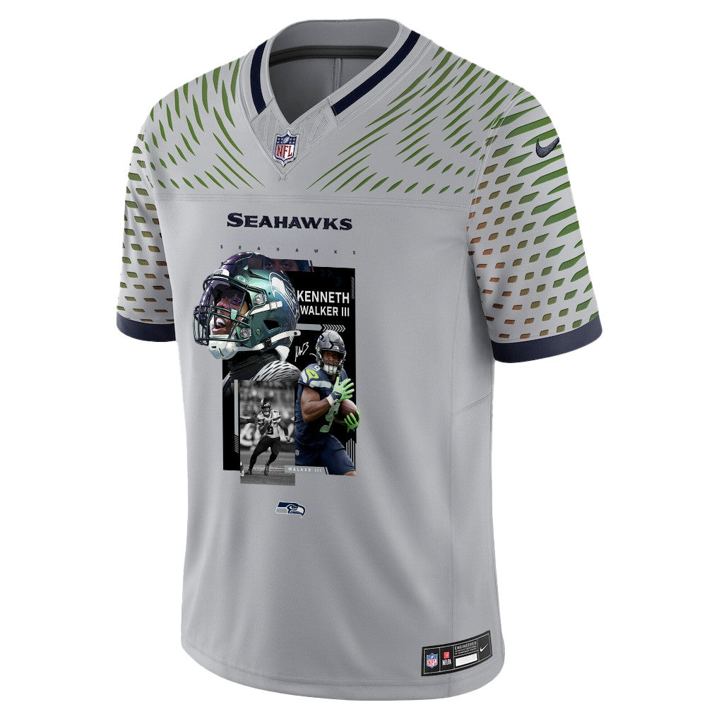 Kenneth Walker III 9 Seattle Seahawks Super Bowl LX Explosive Playmaker Jersey – Grey