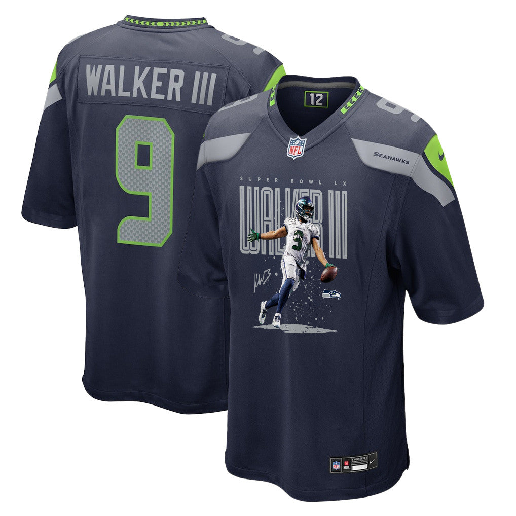 Kenneth Walker III 9 Seattle Seahawks Super Bowl LX Fan-Favorite Playmaker Jersey – Navy