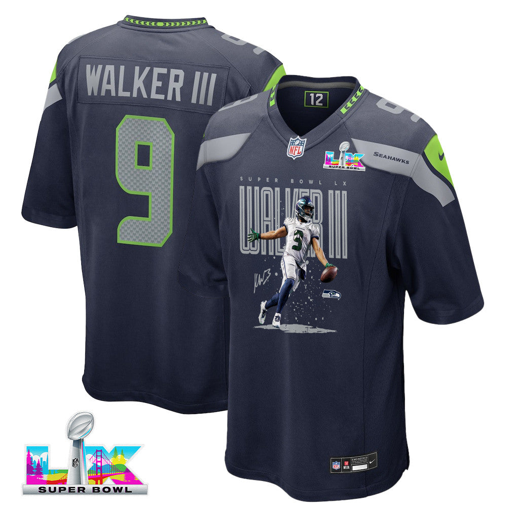 Kenneth Walker III 9 Seattle Seahawks Super Bowl LX Fan-Favorite Playmaker Jersey – Navy