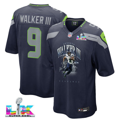 Kenneth Walker III 9 Seattle Seahawks Super Bowl LX Backfield Beast Jersey – Navy