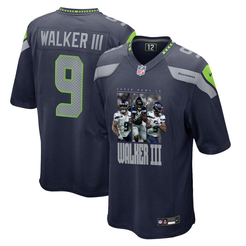 Kenneth Walker III 9 Seattle Seahawks Super Bowl LX Breakaway Speed Jersey – Navy