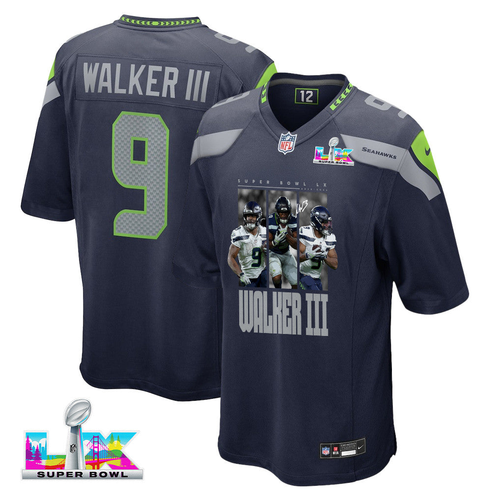 Kenneth Walker III 9 Seattle Seahawks Super Bowl LX Breakaway Speed Jersey – Navy