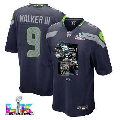 Kenneth Walker III 9 Seattle Seahawks Super Bowl LX Explosive Playmaker Jersey – Navy