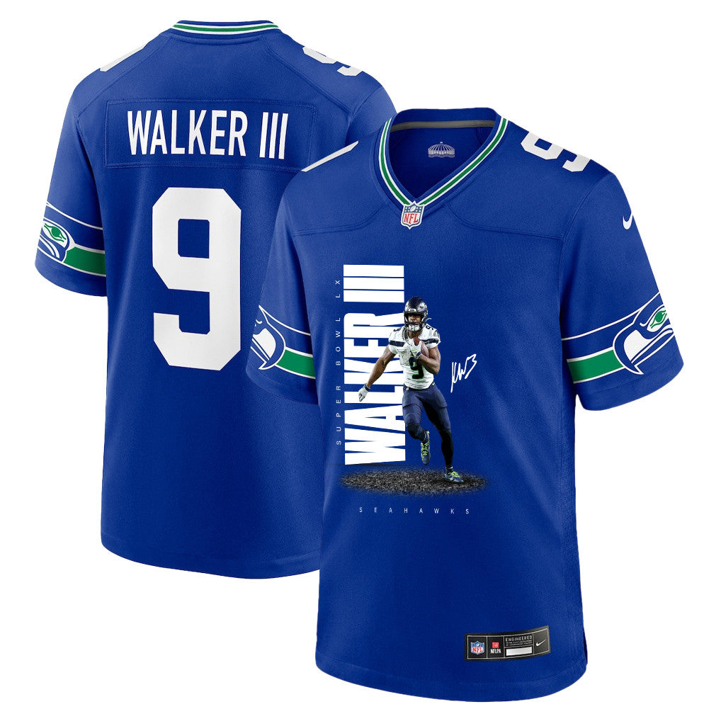 Kenneth Walker III 9 Seattle Seahawks Super Bowl LX Future Star Runner Jersey – Royal Blue