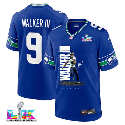 Kenneth Walker III 9 Seattle Seahawks Super Bowl LX Future Star Runner Jersey – Royal Blue