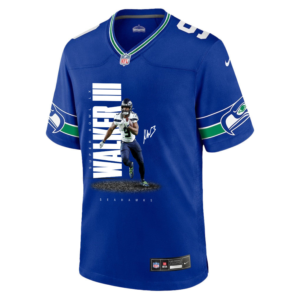 Kenneth Walker III 9 Seattle Seahawks Super Bowl LX Future Star Runner Jersey – Royal Blue