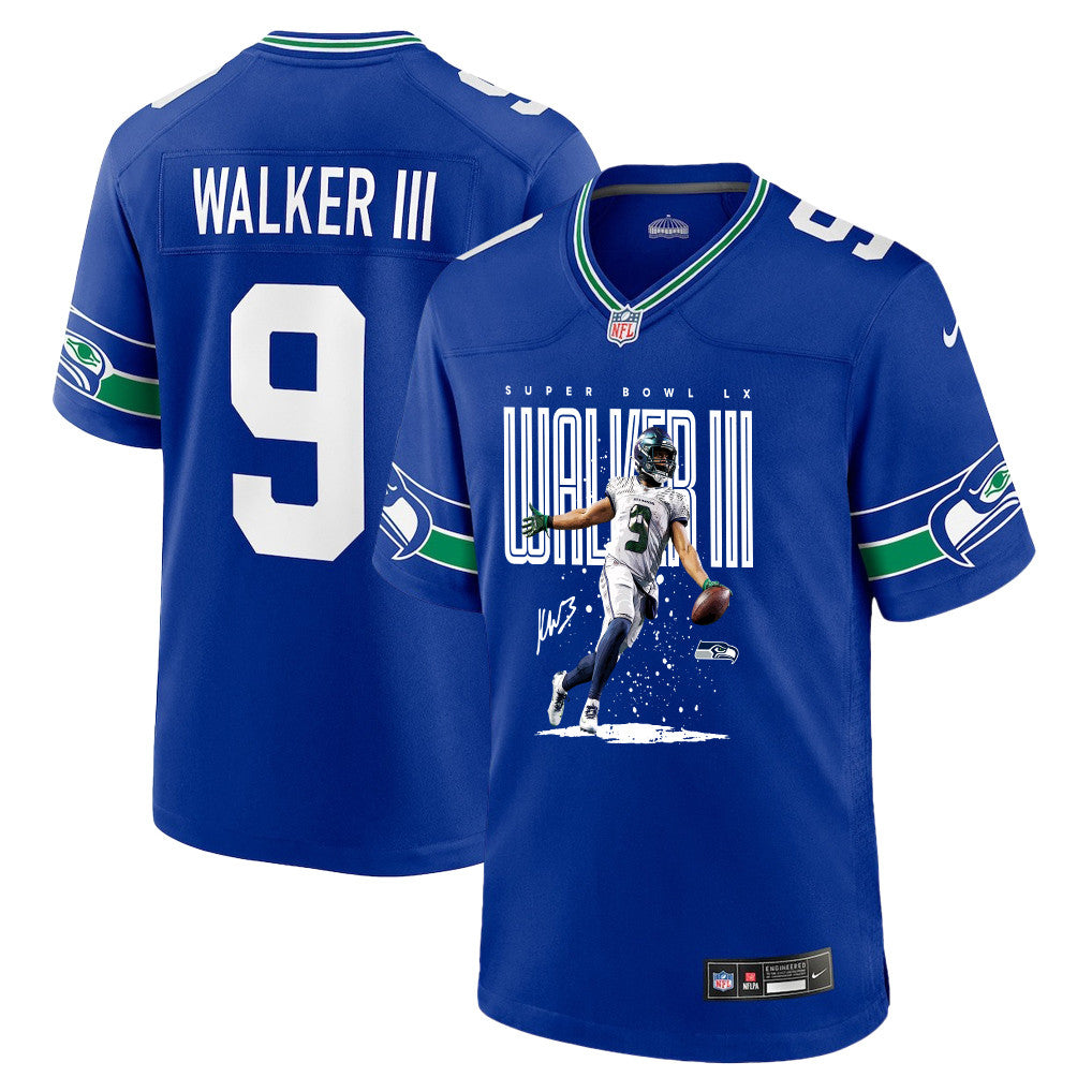 Kenneth Walker III 9 Seattle Seahawks Super Bowl LX Fan-Favorite Playmaker Jersey – Royal Blue