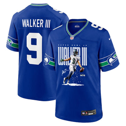 Kenneth Walker III 9 Seattle Seahawks Super Bowl LX Fan-Favorite Playmaker Jersey – Royal Blue