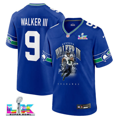Kenneth Walker III 9 Seattle Seahawks Super Bowl LX Backfield Beast Jersey – Royal Blue